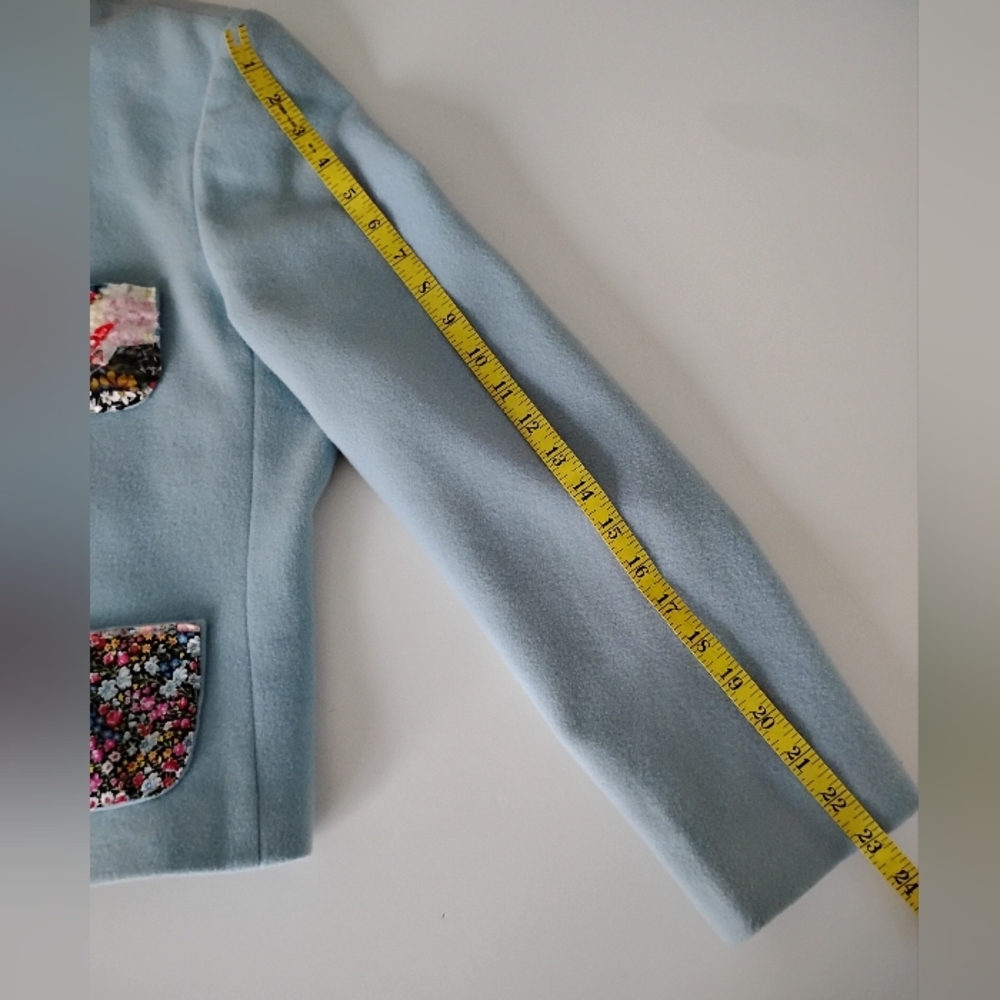 Harvé Benard Wool Cashmere Upcycled Liberty Art Fabric Patchwork Jacket Size 12P - Picture 14 of 15